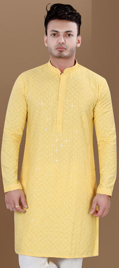 Yellow color Kurta in Rayon fabric with Sequence work