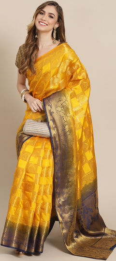 Yellow color Saree in Art Silk fabric with Weaving, Zari work