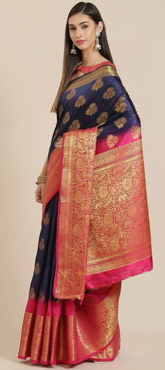 Blue color Saree in Art Silk fabric with Weaving, Zari work