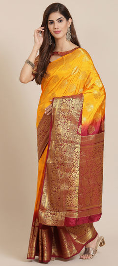 Yellow color Saree in Art Silk fabric with Weaving, Zari work