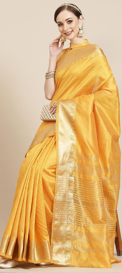 Yellow color Saree in Art Silk fabric with Weaving work