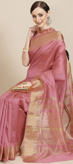 Pink and Majenta color Saree in Art Silk fabric with Weaving work