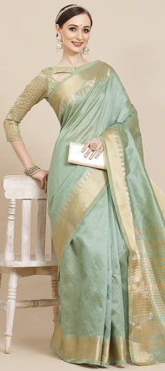 Green color Saree in Art Silk fabric with Weaving work