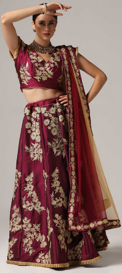 Purple and Violet color Ready to Wear Lehenga in Taffeta Silk fabric with Aari, Stone, Zari work