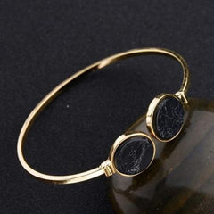 Gold Rodium Polish Black and Grey color Bracelet in Metal Alloy studded with Artificial