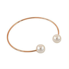 Gold Rodium Polish White and Off White color Bracelet in Metal Alloy studded with Artificial