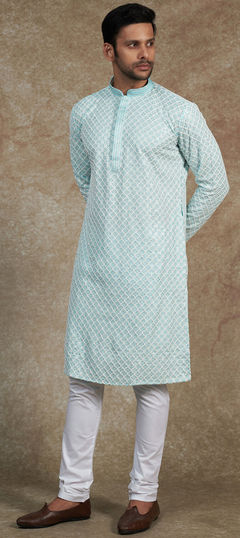 Blue color Kurta Pyjamas in Rayon fabric with Embroidered, Sequence work