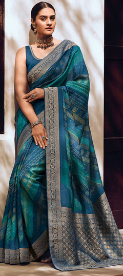 Festive, Reception Blue color Saree in Viscose fabric with Classic, Rajasthani Bandhej, Printed, Weaving work : 1942016