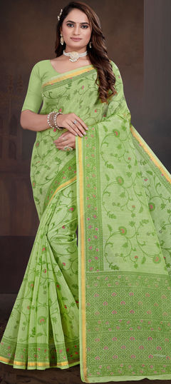 Summer, Traditional Pink and Majenta color Saree in Cotton fabric with Bengali Printed work : 1943256