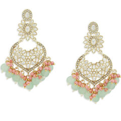 Gold Rodium Polish Multicolor color Earrings in Metal Alloy studded with CZ Diamond, Pearl