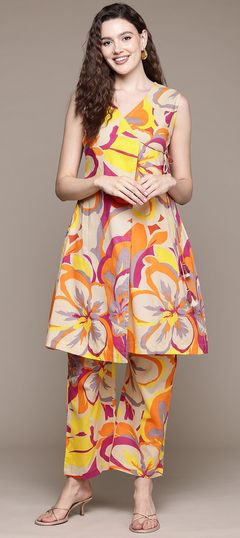 Summer Multicolor color Co-ords Set in Cotton fabric with Printed work : 1943691