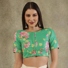 Party Wear Green color Blouse in Cotton fabric with Printed work : 1944311