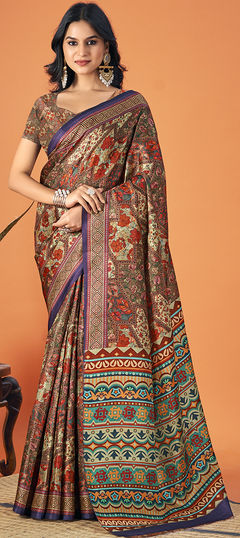 Multicolor color Saree in Pashmina fabric with Printed work