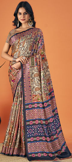 Multicolor color Saree in Pashmina fabric with Printed work