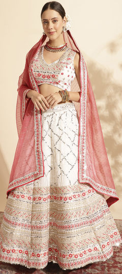 Pink and Majenta color Ready to Wear Lehenga in Georgette fabric with Sequence, Thread work