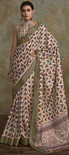 Multicolor color Saree in Handloom fabric with Sequence, Weaving work