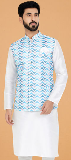Multicolor color Nehru Jacket in Cotton fabric with Digital Print work