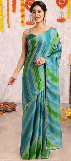 Blue color Saree in Chiffon fabric with Printed work