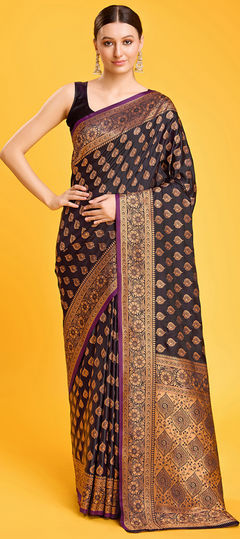 Purple and Violet color Saree in Banarasi Silk fabric with Weaving, Zari work