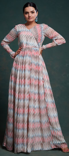 Multicolor color Gown in Georgette fabric with Printed work