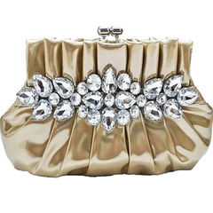 Party Wear Gold color Clutches in Faux Leather fabric with Stone work : 1948264