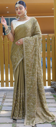 Green color Saree in Art Silk fabric with Weaving work