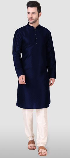 Blue color Kurta Pyjamas in Art Silk fabric with Weaving work