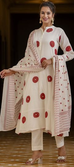 Festive, Summer White and Off White color Salwar Kameez in Cotton fabric with Straight Cut Dana, Mirror work : 1950393