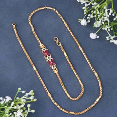 Red and Maroon color Chain in Metal Alloy studded with Artificial & Gold Rodium Polish : 1950793