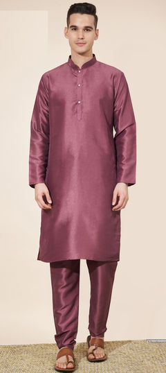 Pink and Majenta color Kurta Pyjamas in Art Silk fabric with Thread work