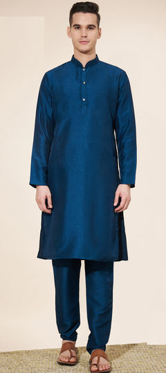 Blue color Kurta Pyjamas in Art Silk fabric with Thread work