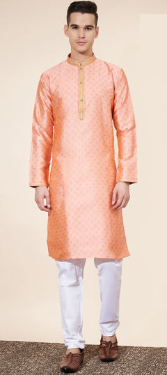 Pink and Majenta color Kurta Pyjamas in Jacquard fabric with Resham, Thread, Weaving work