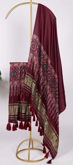 Festive Red and Maroon color Dupatta in Art Silk fabric with Digital Print work : 1951489