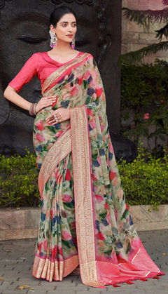 Multicolor color Saree in Silk fabric with Weaving, Zari work