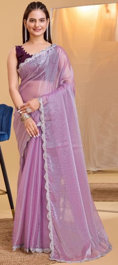 Pink and Majenta color Saree in Art Silk fabric with Embroidered, Thread work