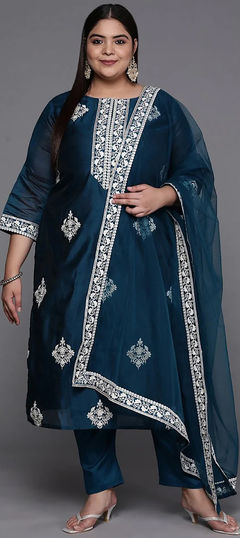 Festive, Party Wear Blue color Salwar Kameez in Rayon fabric with Straight Printed work : 1952956