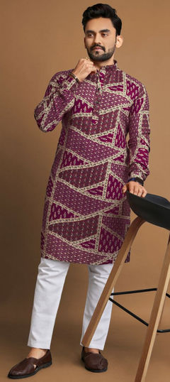 Multicolor color Kurta Pyjamas in Cotton fabric with Foil Print work