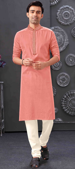 Pink and Majenta color Kurta Pyjamas in Blended fabric with Embroidered, Thread work