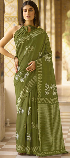 Casual, Traditional Green color Saree in Art Silk fabric with South Printed work : 1953964