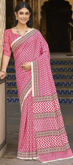 Casual, Traditional Pink and Majenta color Saree in Art Silk fabric with South Printed work : 1953965