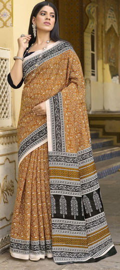 Casual, Traditional Beige and Brown color Saree in Art Silk fabric with South Printed work : 1953967