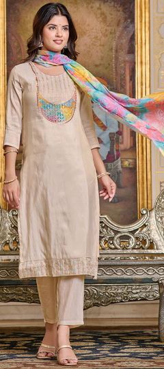 Pink and Majenta color Salwar Kameez in Shimmer fabric with Embroidered, Printed work