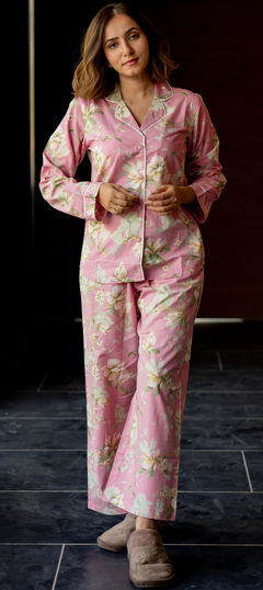 Pink and Majenta color Co-ords Set in Cotton fabric with Floral, Printed work