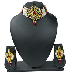 Gold Rodium Polish Multicolor color Necklace in Metal Alloy studded with CZ Diamond, Pearl