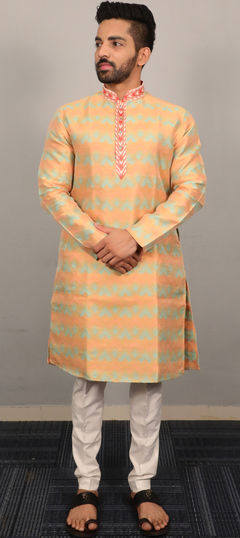 Pink and Majenta color Kurta Pyjamas in Jacquard fabric with Weaving work