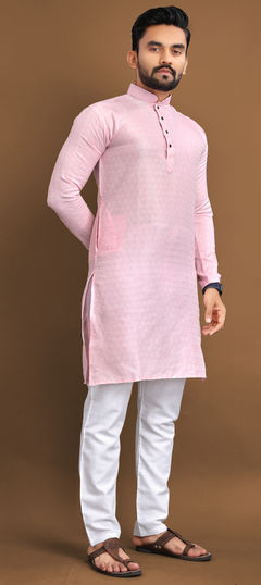 Pink and Majenta color Kurta Pyjamas in Jacquard fabric with Weaving work