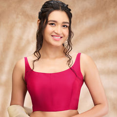 Pink and Majenta color Blouse in Taffeta Silk fabric with Embroidered work