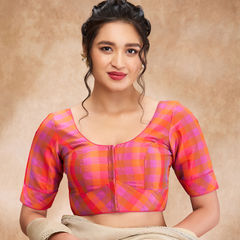 Party Wear Pink and Majenta color Blouse in Silk fabric with Weaving work : 1956122