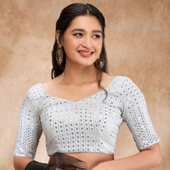 Silver color Blouse in Silk fabric with Sequence work