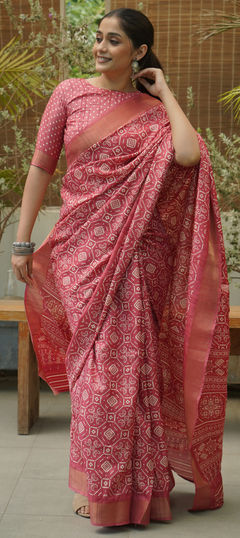 Party Wear, Traditional Red and Maroon color Saree in Blended fabric with Bengali Printed work : 1956225